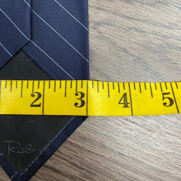 Robert Talbott Navy w/ White Stripe Tie - Picture 4 of 4